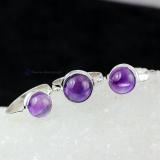 SVP966-Wholesale Lot Amethyst Cab Gemstone Trendy 3 Pcs Rings With 925 Sterling Silver